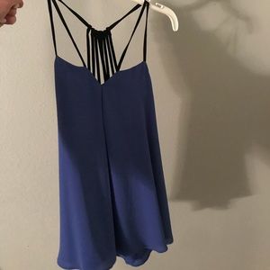 blue and black strappy tank